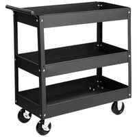 AmazonBasics Steel 3-Shelf Multipurpose Tub Utility/Supply Cart with 550 lb capacity - Black