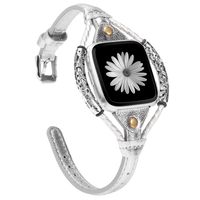 TOYOUTHS Leather Strap Compatible with Fitbit Versa/Versa 2 Bands for Women Slim Genuine Leather Wristbands Replacement Versa Lite/Special Edition Dressy Handmade Accessories Glitter Silver