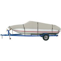 iCOVER Trailerable Boat Cover- Water Proof Heavy Duty,Fits V-Hull,Utility Boat,Fish&Ski,Pro-Style,Utility Boat, Fishing Boat,Runabout,Bass Boat,up to 14ft-15ft Long and 68"Wide,Tan Color,B7401A
