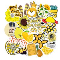 Yellow Cute Stickers for Water Bottle Trendy Teen Girls Laptop Hydroflasks Phone Car Bumper Computer Skateboard Decals 50pcs