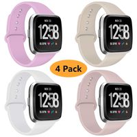 Coperr 4 Packs Bands Compatible with Fitbit Versa/Fitbit Versa 2 / Fitbit Versa Lite for Women and Men, Soft Silicone Sport Strap Replacement Wristband with Ventilation Holes for Fitbit Versa