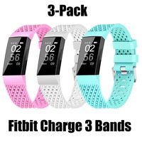 WISHTA Fitness Bands Compatible with Fitbit Charge 3 & Charge 3 SE, Waterproof Replacement Strap for Women Men, Multi-Colors Bands 3 Pack (3pcs-pk,wh,te, Small(Band for Charge 3, not Charge 2))