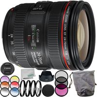 Canon EF 24-70mm f/4L is USM Lens 9PC Filter Kit - Includes Canon EF 24-70mm f/4L is USM Lens + 3PC Filter Kit (UV-CPL-FLD) + More - International Version (No Warranty)