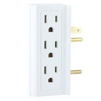 GE 6 Outlet Side Access Outlet Adapter Wall Tap, Turn 2 Outlets Into 6, 3 Prong Outlets on Both Sides, Indoor Rated, UL Listed, White, 54543