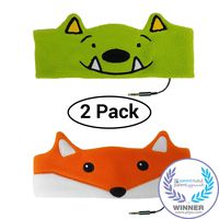 CozyPhones Kids Headphones Twin-Pack - (2PCS) Monster & Fox Combo - Perfect Children's Volume Limited Earphones for Home and Travel - Value Pack