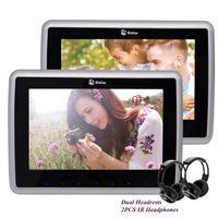 10.1 Inch 1024600 HD LCD Screen Auto Monitor Car HeadrestS DVD Player With 2PCS Support HDMI USB IR FM Transmitter Remote Control 1080P Video Includes AC Adapter Wireless Headphones