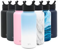 Simple Modern 32 oz Summit Water Bottle with Straw Lid - Gifts for Men & Women Hydro Vacuum Insulated Tumbler Flask Double Wall Liter - 18/8 Stainless Steel Ombre: Santorini Breeze