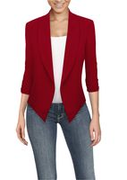 Womens Casual Work Office Open Front Blazer JK1133 RED Medium