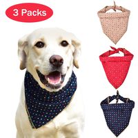 I-pure items Dog Bandana Fall - 3pcs Reversible Natural Cotton & Linen Dog Scarf - Square Plaid Dog Kerchiefs Birthday - Washable and Soft Scarves for Small/Medium/Large Dogs-Cats-Pets-Puppies