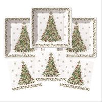 Christmas Holiday Paper Plates And Napkins 16 Guests Elegant Vintage Retro Christmas Tree Theme
