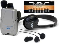 Williams Sound PockeTalker Ultra Duo Sound Amplifier with Headphone & Earbud, 20 AAA Batteries and Free Mini Dual Earbuds