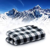 Rxmoto 12V Car Truck Heated Blanket Electric Fleece Travel Heating Seat Blanket Throw Automotive Vehicle Road Travel Trip RV Soft Polar Fleece Winter Cold Weather- Anti-Flammable (Black White)