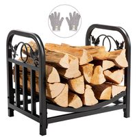 DOEWORKS 18 Inches Decorative Indoor/Outdoor Firewood Racks Fireside Log Rack, Black