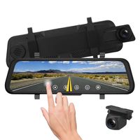 Leekooluu Dual Mirror Dash Cam for Car,Backup Camera 1080P Dual Dash Cam Front and Rear 10" Stream Media Touch Screen DVR with G-Sensor,Loop Recording,Parking Monitor