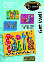 Divinity Boutique Greeting Card Assortment: Get Well, Big Flowery Word with Scripture (21703N)