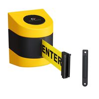 Fixed Wall Mount Retractable Belt Barrier with ABS Case-CCW Series WMB-230 (30 Foot, Caution Do Not Enter Belt with Yellow ABS Case)