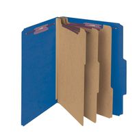 Smead Pressboard Classification File Folder with SafeSHIELD Fasteners, 3 Dividers, 3" Expansion, Legal Size, Dark Blue, 10 per Box (19096)