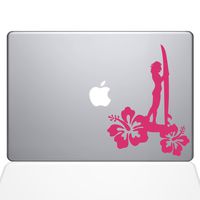 The Decal Guru Surfer Girl Decal Vinyl Sticker, 15" MacBook Pro (2016 & Newer Models), Pink (1454-MAC-15X-BG)