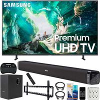 Samsung UN75RU8000 75-inch RU8000 LED Smart 4K UHD TV (2019) Bundle with Deco Gear Soundbar with Subwoofer, Wall Mount Kit, Deco Gear Wireless Keyboard, Cleaning Kit and 6-Outlet Surge Adapter