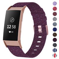 NANW Woven Bands Compatible with Fitbit Charge 3 Bands/Charge 3 SE, Soft Breathable Fabric Replacement Wristbands Strap Sports Accessories for Women Men, Large Small