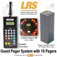 15 Guest Pager Restaurant Pager System Kit By LRS Long Range Systems