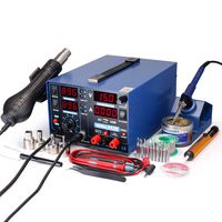 YIHUA 853D 2A USB SMD Hot Air Rework Soldering Iron Station, DC Power Supply 0-15V 0-2A with 5V USB Charging Port and 50 Volt DC Voltage Test Meter