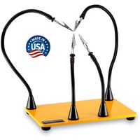 QuadHands Workbench Helping Hands Soldering Third Hand Vise | 4 Magnetic Based Flexible Metal Arms Can Be Mounted Anywhere on The 6" x 9" Solid Steel Base | Designed and Made in The USA