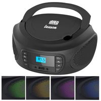 Lauson LLB598 Small Boombox with Cd Player | Color Changing Lights | Portable Radio CD-Player Stereo with USB | Cd Player for Kids | Headphone Jack 3.5mm (Black)
