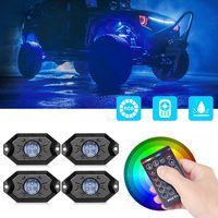 MICTUNING RGB Rock Lights with RF Remote Control Multicolor Neon Underglow LED Lighting Kit - 4 Pods