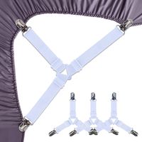 Bed Sheet Holders Straps Fasteners - 4 Pcs Triangle Sheet Fasteners Fitted Sheet Corner Holder Elastic Adjustable Band Sheet Holders Clip Suspenders Grippers(White)