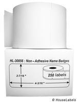 50 Rolls; 250 Labels per Roll of DYMO-Compatible 30856 Non-Adhesive Name Badges (2-7/16" x 4-3/16") - BPA Free!