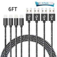 iPhone Charger,MFi Certified Lightning Cable [4 Pack 6 FT] Extra Long Nylon Braided USB Charging & Syncing Cord Compatible iPhone 11/11 Pro/11 Pro Max/XS/XS Max/XR/X/8/8 Plus/7/7 Plus/6S/6S Plus/iPad