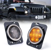 Xprite LED Amber Yellow Front Fender Side Marker Light Assembly with Smoke Lens for 2007-2018 Jeep Wrangler