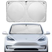 BASENOR Model 3 Windshield Sunshade Folding Sun Visor Protector Sun Shade Cover with Suction Cup for Tesla Model 3
