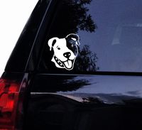 Tshirt Rocket Smiley Pitbull Face Decal - Cute Happy Pit Bull Dog Terrier Vinyl Car Decal, Laptop Decal, Car Window Wall Sticker (5")