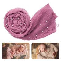 Newborn Photography Wrap | Handmade Pearl Decor Wrap Blanket for Baby Photo Props | 35.5 X 67 inch Newborn Photo Shoot Outfits Fuchsia