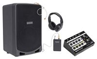 SAMSON XP106WDE 6" Rechargeable Bluetooth PA DJ Speaker+Headset+Mixer+Headphones