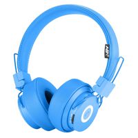 Bluetooth Headphones On Ear, Hi-Fi Stereo Foldable Over-Ear Headset with Microphone, APP to Control Headphones, Soft Earmuffs Support SD Card FM Radio Wired and Wireless Headset for Kids Adults, Blue
