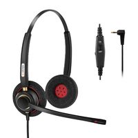 Arama 2.5mm Telephone Headset Binaural with Noise Cancelling Microphone Wired Phone Headset for Panasonic Jabra Cisco Polycom Zultys Gigaset DECT Polycom Grandstream (A800CP)