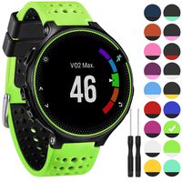 GVangel Band Compatible with Garmin Forerunner 235, Soft Silicone Replacement Watch Band Strap Wristband for 220/230/235/620/630/735XT/235 Lite Smart Watch for Women Men (Lime-Black)
