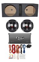 2 BOSS P106DVC 10" 4200W Car Subwoofers + Ported Box+ 2-Ch Amp + 8 Gauge Amp Kit