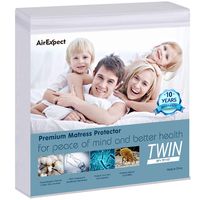 AirExpect Waterproof Mattress Protector Twin Size 100% Organic Cotton Hypoallergenic Breathable Mattress Pad Cover,15" Deep Pocket, Vinyl Free - 39"x75"