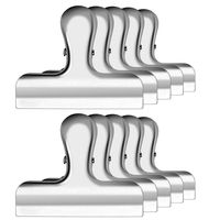 Set of 10 Heavy Duty Stainless Steel IPOW Chip Bag Clips,Great for Air Tight Seal Grip on Coffee & Food Bags, Kitchen Home Office Usage