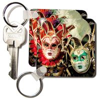 3dRose Carnival of Venice. Masks. Italy, Prisma Key Chains, Set of 2 (kc_82997_1)