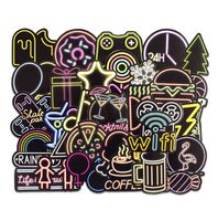 Car Stickers [50 Pieces], Laptop Stickers Motorcycle Bicycle Skateboard Luggage Decal Graffiti Patches Stickers for Laptop [No-Duplicate Sticker Pack] (Neon A)
