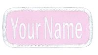 Name patch Uniform or work shirt personalized Identification tape Embroidered Sew On, Hook Fastener or Iron on, Pink/White Arial, Hook Fastener