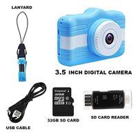 Kids Camera, Digital Camera Toys for Kids Gift boy and Girl Age 3-10 Year Old 3.5 Inch Large Screen, Selfie Camera with 32GB SD Card, SD Card Reader