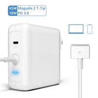 MacBook Air Charger, 45W T-Tip Magsafe 2 Laptop Charger Adapter Compatible with MacBook Air 11-Inch and 13-Inch | USB C 18W PD Charger |Charge Phone, Mac from One Plug Point |Mac Charger Power Adapter