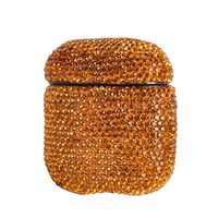 2019 Newest Luxurious Rhinestone AirPods Case with Keychain, Shockproof Protective Premium Crystal Cover Skin for AirPods Charging Case 2 & 1 (Yellow C10 No Keychain)