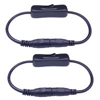 TronicsPros 2pcs LED Strip Light Inline On/Off Switch Cable DC Jack (5.5x2.1mm) Male to Female Connector, DC Jack Switch, LED Tape Light Connector, 12V Inline Rocker Switch DC Power Adapter Connector